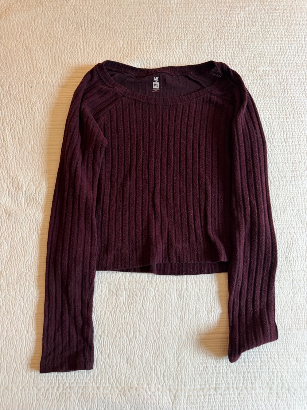 Me to We Ribbed Crewneck Sweater - Burgundy